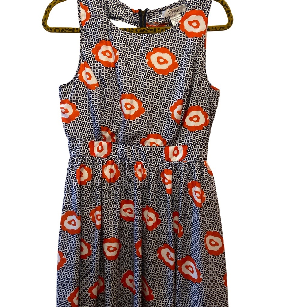 Floral and Geometric Mini Dress Navy & Red Brand: Pinky